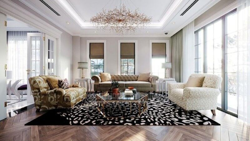 Bộ bàn ghế sofa văng tân cổ điển hoa văn đẹp mắt, sang trọng tạo điểm nhấn ấn tượng cho không gian. sofa văng