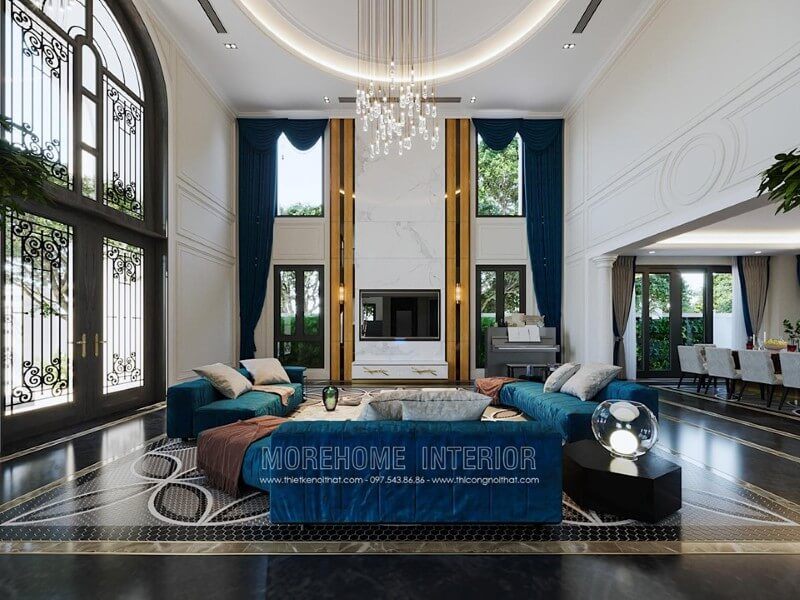 đá ốp vách tivi phòng khách