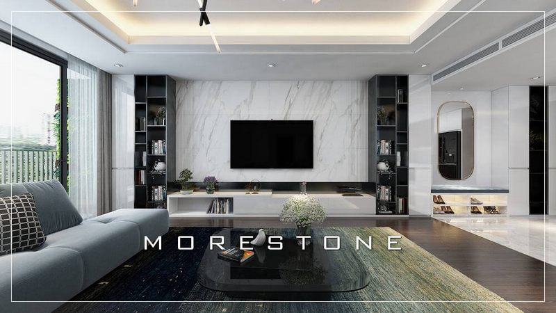 đá ốp vách tivi phòng khách