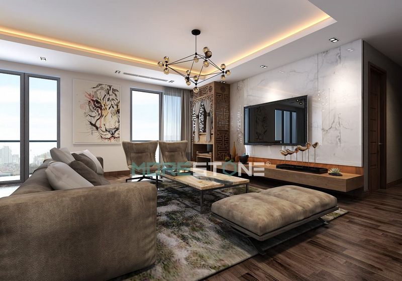 đá ốp vách tivi phòng khách