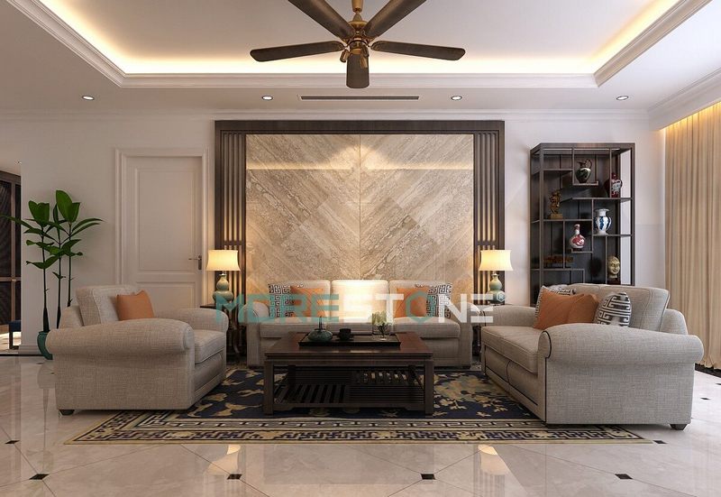 đá ốp vách tivi phòng khách