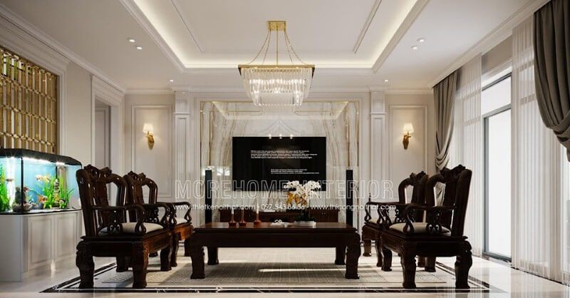 đá ốp tường phòng khách