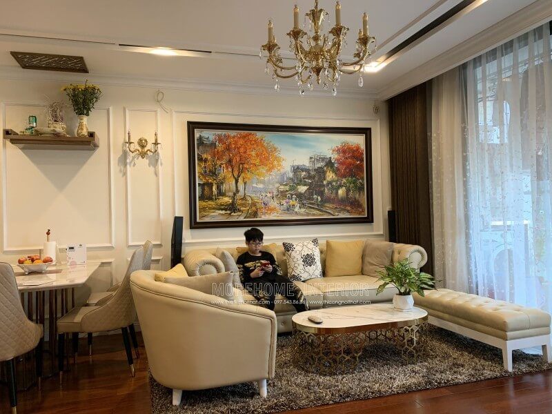Thi công nội thất phòng khách chung cư đẹp, tiện nghi và hiện đại
