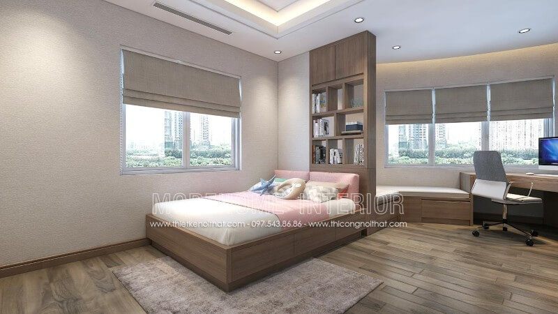 Giường ngủ màu nâu