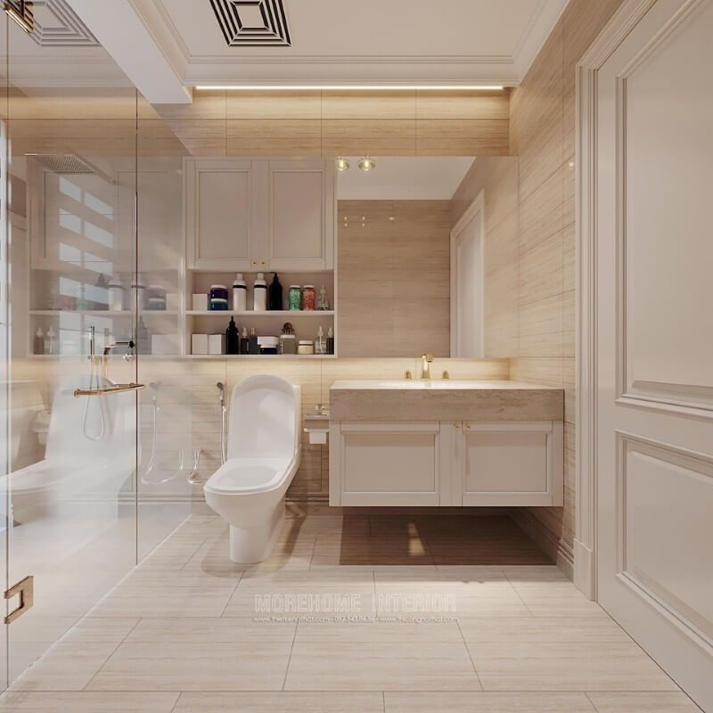 Mẫu thiết kế nội thất phòng tắm nhà vệ sinh để tạo nên sự sang trọng cho biệt thự.