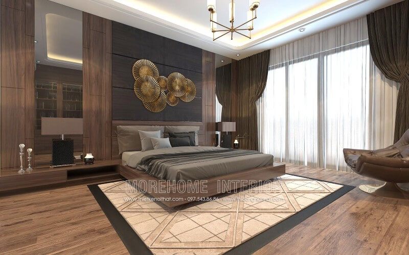 Lựa chọn tone màu nâu trầm ấn tượng, giường ngủ gỗ An Cường khơi gợi cảm giác ấm cúng và thư thái nhất cho người nằm trên đó
