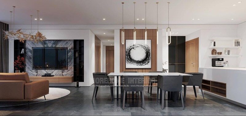 Trang trí nội thất phòng ăn đẹp mắt ấn tượng với gỗ công nghiệp Thiết kế nội thất phòng ăn chung cư