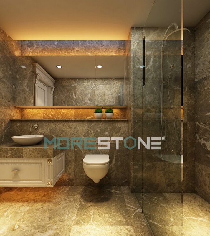 Lựa chọn tông màu ghi xám đá tự nhiên marble ốp lát phòng tắm cho thiết kế phòng tắm vừa hiện đại vừa độc đáo
