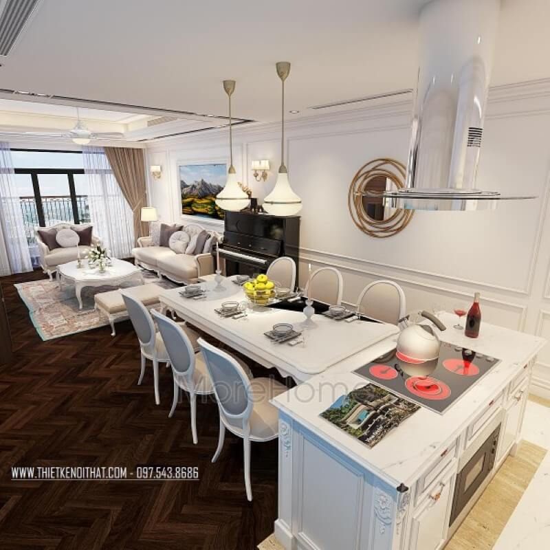 đá ốp bếp màu trắng