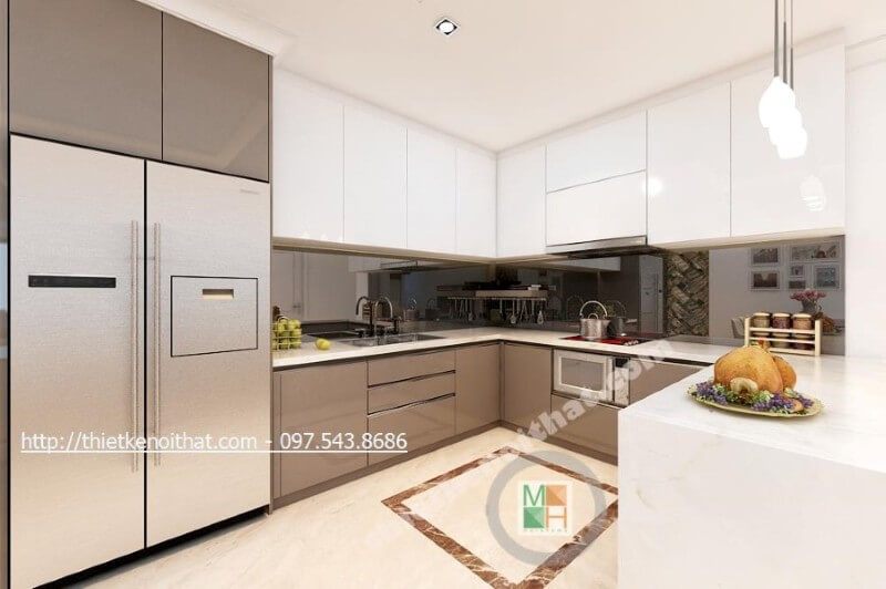 đá ốp bếp màu trắng