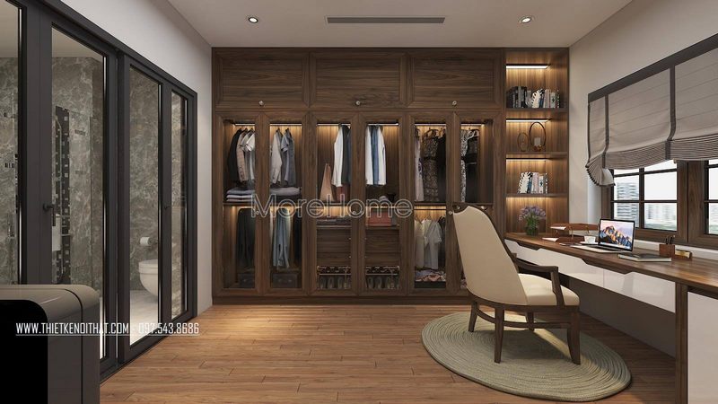 Tủ quần áo kết hợp kệ trang trí