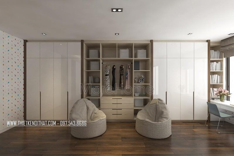 Tủ quần áo kết hợp kệ trang trí