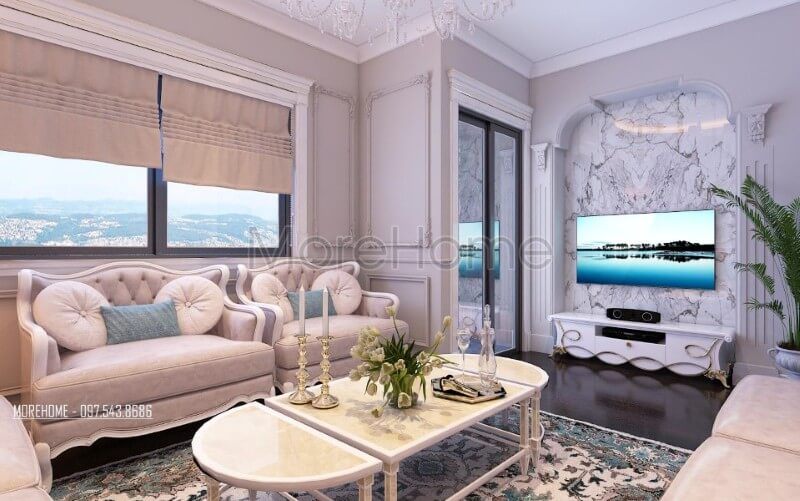 Thiết kế nội thất chung cư Ruby Tower sang trọng phong cách tân cổ điển