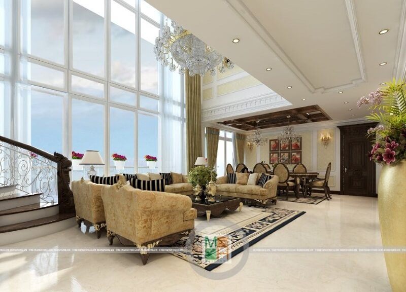 Mẫu thiết kế nội thất chung cư cao cấp theo phong cách tân cổ điển sang trọng, đẳng cấp.